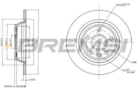 Тормозной диск зад. Ford Mondeo IV 07- (302x11) BREMSI CD7616S