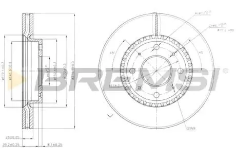 Тормозной диск перед. KIA Cerato 04- (275x26) BREMSI CD7528V