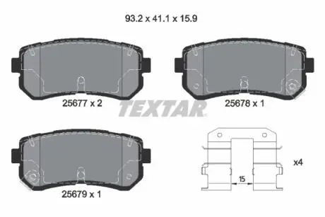 Тормозные колодки HYUNDAI / KIA Creta / IX20 / Kona / Sonata / Optima / Soul "R" 10 >> TEXTAR 2567701