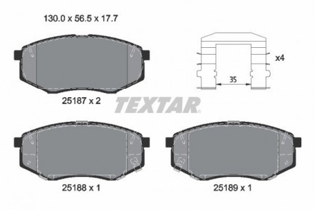 Тормозные колодки KIA Optima "F" 15 >> TEXTAR 2518704