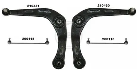 Фото 1 - комплект рычагов перед. 206 98-12 A.B.S 219903 Комплект рычагов перед. 206 98-12 A.B.S 219903 (фото 1)