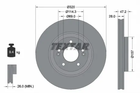 Диск тормозной TEXTAR 92306303