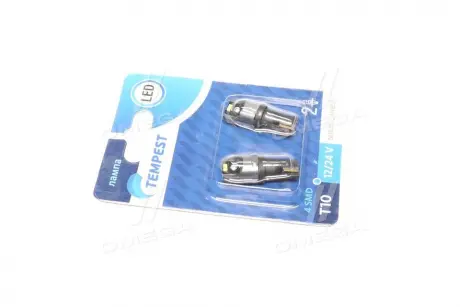 Лампа LED б / ц габарит, панель приладів, салон 12 / 24V T10 4SMD CANBUS WHITE 2шт.блістер < PLUS> TEMPEST TMP-19-T10