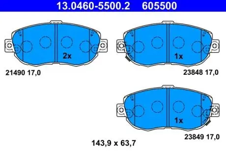 Комплект тормозных колодок с 4 шт. дисков ATE 13.0460-5500.2 (фото 1)