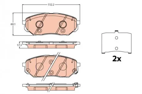 Тормозные колодки дисковые HYUNDAI / KIA Santa Fe / Sorento "F" 15 >> TRW GDB2195