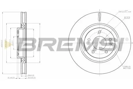 Тормозной диск перед. Hyuindai i40/ix35/KIA Optima 12- (320x28) BREMSI CD8199V