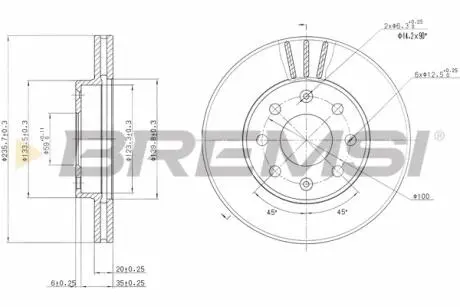 Тормозной диск перед. Aveo 03- (236x20) BREMSI CD7279V
