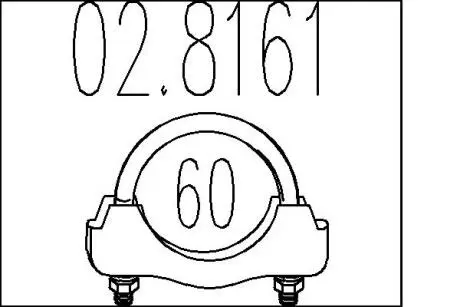 Хомут вихлопної системи U-образний (М10, Діаметр 60 мм) MTS 02.8161
