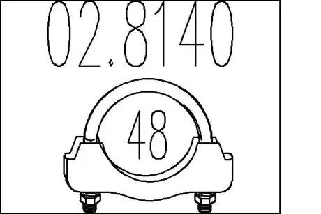 Хомут вихлопної системи U-образний (М10, Діаметр 48 мм) MTS 02.8140