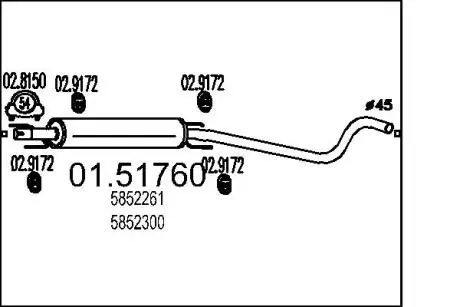 Середня частина вихлопної системи (Резонатор) MTS 01.51760