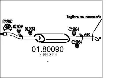 Середня частина вихлопної системи (Резонатор) MTS 01.80090