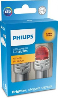 Автолампа Ultinon Pro6000 P21/5W BAY15d красная PHILIPS 11499AU60X2 (фото 1)