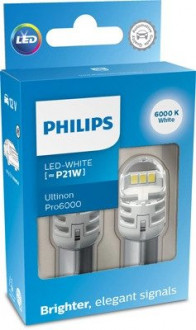 Автолампа Ultinon Pro6000 P21W BA15s прозрачная PHILIPS 11498CU60X2 (фото 1)