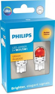 Автолампа Ultinon Pro6000 W21/5W W3x16q красная PHILIPS 11066AU60X2 (фото 1)