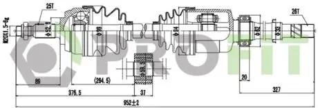 Фото 1 - полуось PROFIT 2730-1338 Полуось PROFIT 2730-1338 (фото 1)
