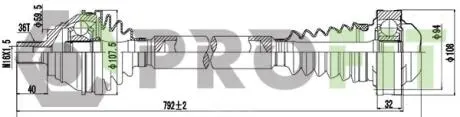 Фото 1 - полуось PROFIT 2730-3092 Полуось PROFIT 2730-3092 (фото 1)