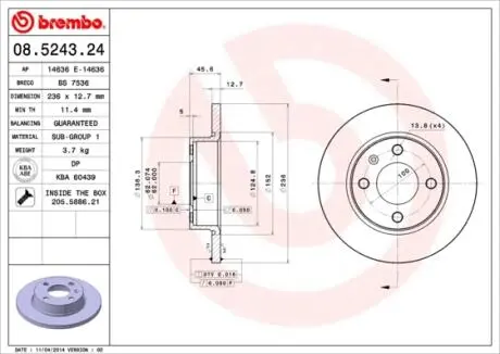 Тормозной диск BREMBO 08.5243.24