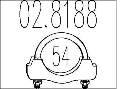 Хомут вихлопної системи U-образний (М8, Діаметр 54 мм) MTS 02.8188