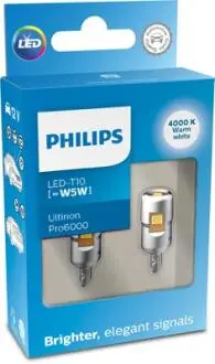 Автолампа Ultinon Pro6000 W5W бесцокольная PHILIPS 11961WU60X2 (фото 1)