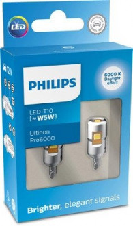 Автолампа Ultinon Pro6000 W5W бесцокольная PHILIPS 11961CU60X2 (фото 1)