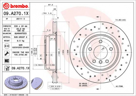 Тормозной диск BREMBO 09.A270.1X