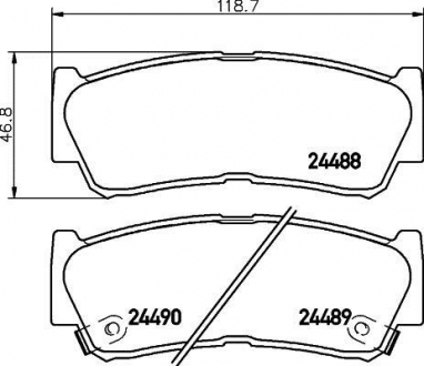 Тормозные колодки зад. Hyundai Santa Fe 06-12 (mando) (118,6x47x15,6) HELLA 8DB355013-081