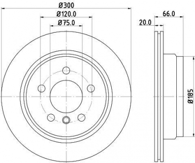 Тормозной диск зад. F30/F80/F34/F31/F36/F33/F83 11- 1.5-3.0 (PRO) HELLA 8DD355118-271 (фото 1)