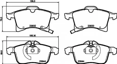 Тормозные колодки перед. Opel Astra F/G/H/Zafira A/B 94- (ATE) HELLA 8DB355009-221
