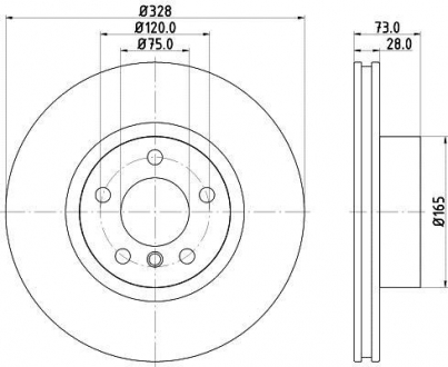 Тормозной диск перед. X3 F25/X4 F26 10- 1.6-3.0 (PRO) HELLA 8DD355119-531