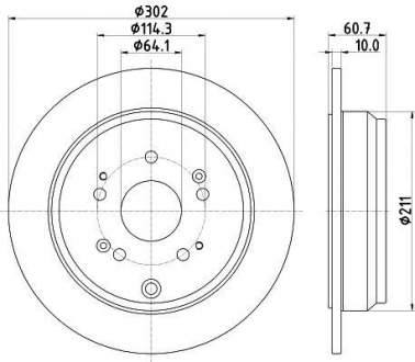 Тормозной диск зад. CR-V 07- 1.6-2.4 (PRO) HELLA 8DD355119-221