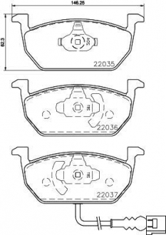 Тормозные колодки дисковые комплект; передняя. HELLA 8DB355021951 (фото 1)