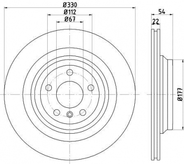Тормозной диск зад. W166 12-18 (PRO) HELLA 8DD355122-561 (фото 1)