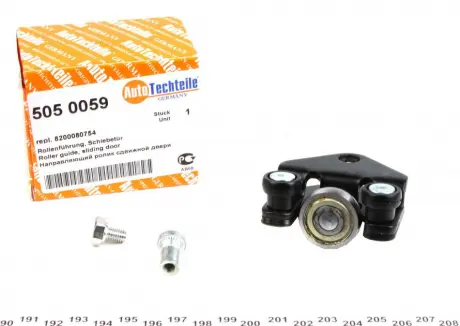 Нижние ролики в скобе сдвижной двери Master/Movano (-кронштейн) AUTOTECHTEILE 505 0059