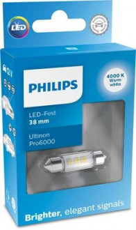 Автолампа Ultinon Pro6000 SV8,5 прозрачная PHILIPS 11854WU60X1 (фото 1)