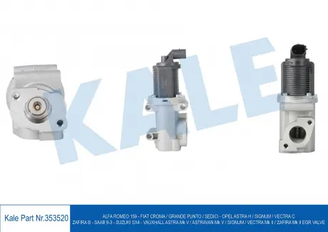 KALE OPEL Клапан EGR Astra H,Signum,Vectra C,Fiat,Suzuki SX4,Alfa Romeo 159 1.9CDTI KALE OTO RADYATOR 353520 (фото 1)