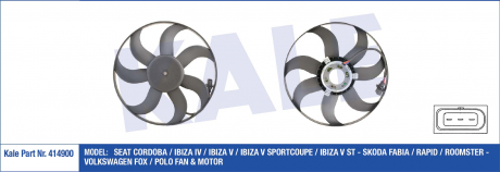 Вентилятор охлаждения радиатора с кожухом Seat Cordoba, IbizaIV, IbizaV, IbizaVS KALE OTO RADYATOR 414900 (фото 1)