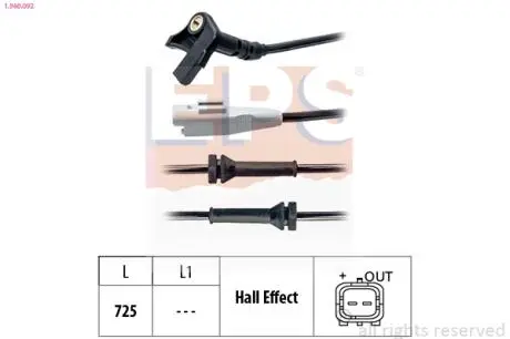 CITROEN Датчик ABS передн.Berlingo (B9) 08-, C4 Picasso,Peugeot Partner Eps 1.960.092