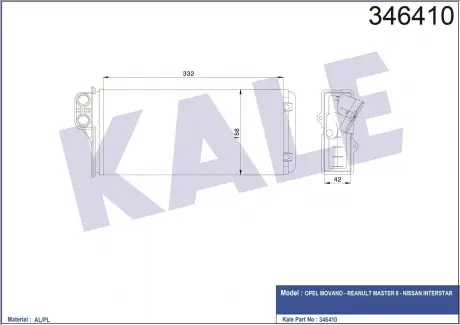 Радиатор отопителя Renault Master II KALE OTO RADYATOR 346410