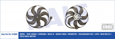 KALE VW Вентилятор радиатора Polo,Skoda Fabia I,Roomster 1.0/1.9TDI KALE OTO RADYATOR 415600 (фото 1)