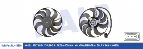KALE VW Вентилятор радиатора Bora,Golf 98-Skoda Octavia 1.4/1.6 96- KALE OTO RADYATOR 414800 (фото 1)