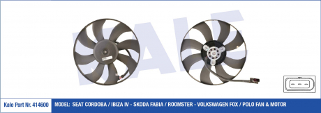 KALE VW Вентилятор радиатора Polo,Skoda Fabia I,II,Roomster 1.4TDI KALE OTO RADYATOR 414600 (фото 1)