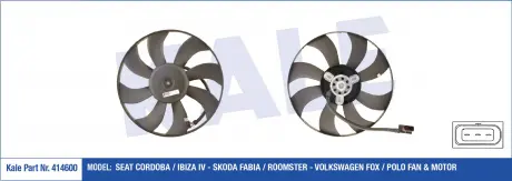KALE VW Вентилятор радиатора Polo,Skoda Fabia I,II,Roomster 1.4TDI KALE OTO RADYATOR 414600