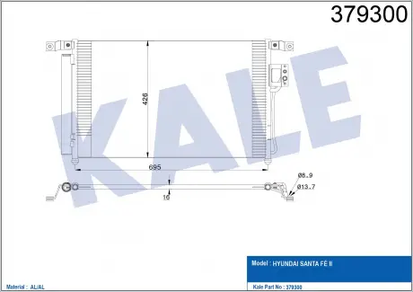 Радиатор кондиционера Hyundai Santa Fe II KALE OTO RADYATOR 379300