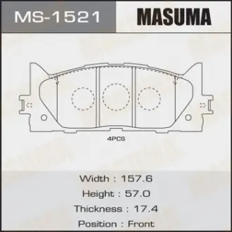 Колодка тормозная передняя Toyota Camry (06-) Masuma MS1521
