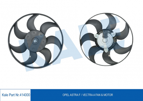 KALE OPEL Вентилятор радиатора Astra F, Vectra A 1.4/2.0 88- KALE OTO RADYATOR 414000 (фото 1)