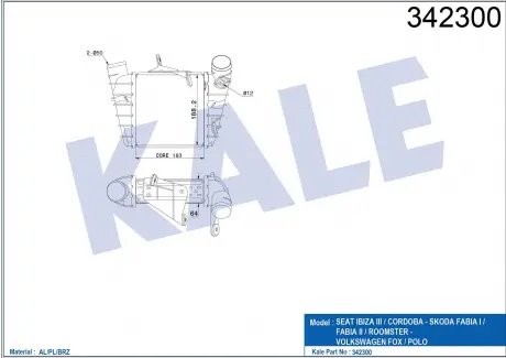 KALE VW Интеркулер Polo,Skoda Fabia I,II,Roomster 1.4/1.9TDI KALE OTO RADYATOR 342300