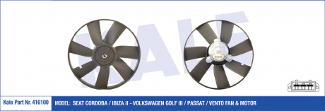 KALE VW Вентилятор радиатора Golf III,Passat,Polo,VentoSeat KALE OTO RADYATOR 416100