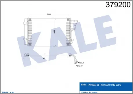 Радиатор кондиционера Hyundai I30, Kia CeeD, Pro CeeD KALE OTO RADYATOR 379200