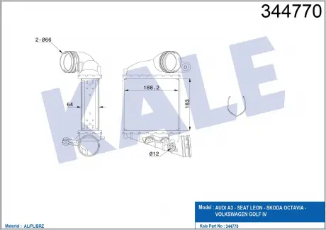 Інтеркулер Audi A3, Seat Leon, Skoda OctaVIa, Volkswagen Golf IV KALE OTO RADYATOR 344770