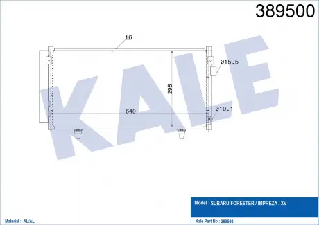 Радіатор кондиціонера Subaru Forester, Impreza, Xv KALE OTO RADYATOR 389500